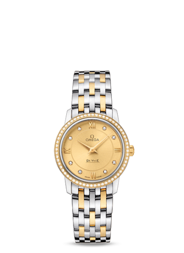 Omega De Ville Prestige Quartz 27 Stainless Steel / Yellow Gold / Diamond / Bracelet